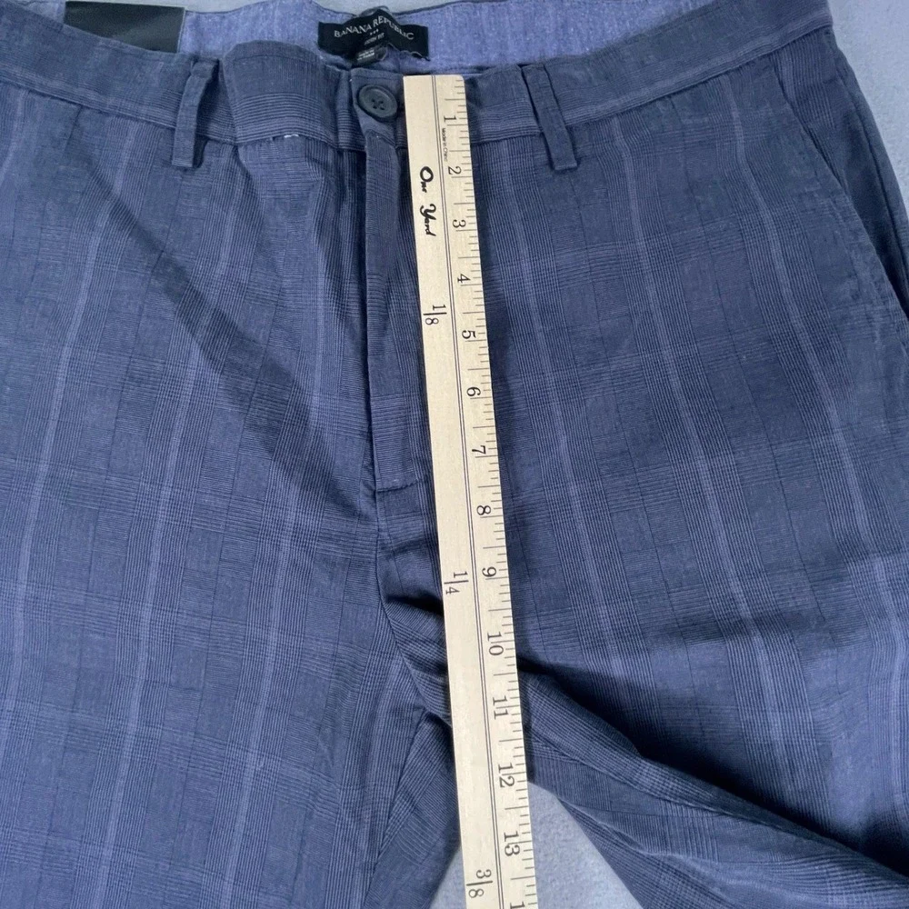 Banana Republic Aiden Fit Pants Mens 34x34 Slim Fit Blue Plaid Chinos Classic